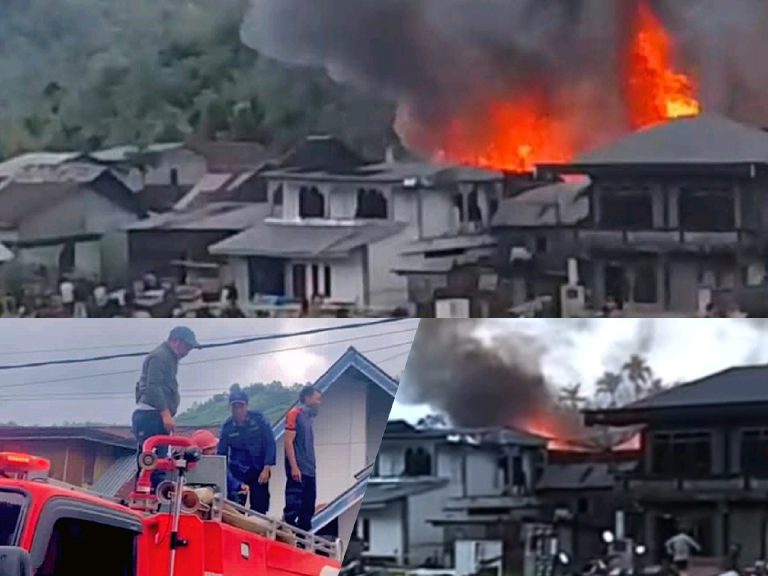 Kebersamaan di Tengah Musibah, Bupati Monadi Dampingi Petugas Damkar Padamkan Api di Desa Siulak Deras