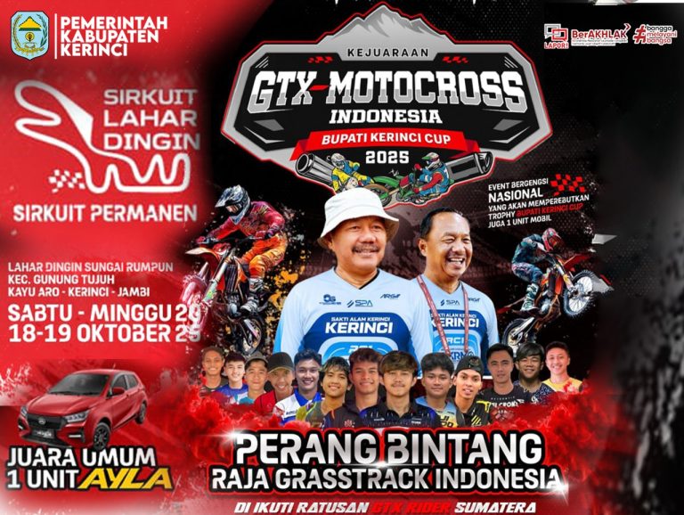 Kerinci Guncang Dunia Otomotif! GTX-Motocross Indonesia Bupati Cup 2025 Hadirkan “Perang Bintang” di Kaki Gunung Kerinci