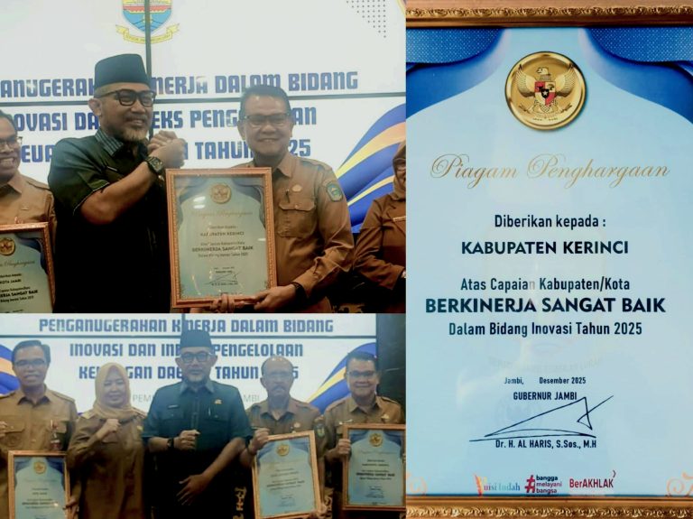 Prestasi Membanggakan, Kerinci Raih Predikat Kinerja Sangat Baik Bidang Inovasi Daerah Tahun 2025