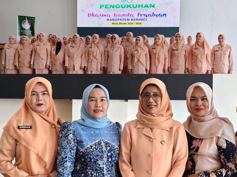 Resmi Dilantik, Ny. Harmalis Zainal Nahkodai Dharma Wanita Persatuan Kabupaten Kerinci Masa Bakti 2024–2029